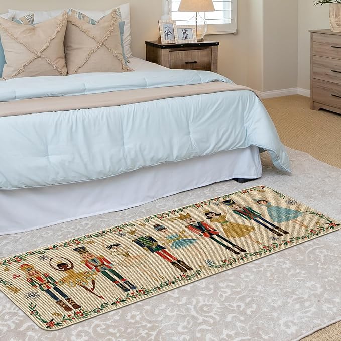 Artoid Mode Watercolor Nutcrackers Merry Christmas Doormat, Winter Home Decor Low-Profile Door Mat Floor Mat 17x47 Inch