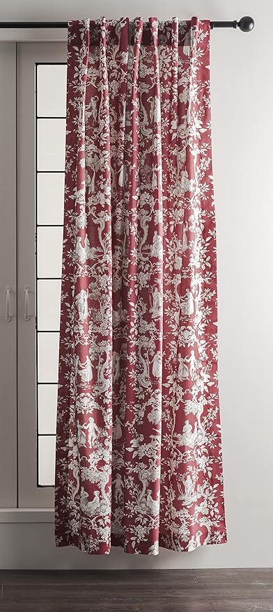 Maison d' Hermine Curtains for Living Room 100% Cotton 84 inch Length Two Panels Light Filtering Toile Curtains for Bedroom Windows with Rod and Loop Pockets Drapes (Joli Jouy Red, 50" W x 84" L)