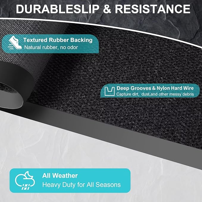 Commercial Front Door Mat 48" x 72" Custom Sizes,Heavy Duty Waterproof All Weather Doormat for Entrance, Rubber Backing Low Profile Indoor Outdoor Mats,Brush Floor Mats for High Traffic Area