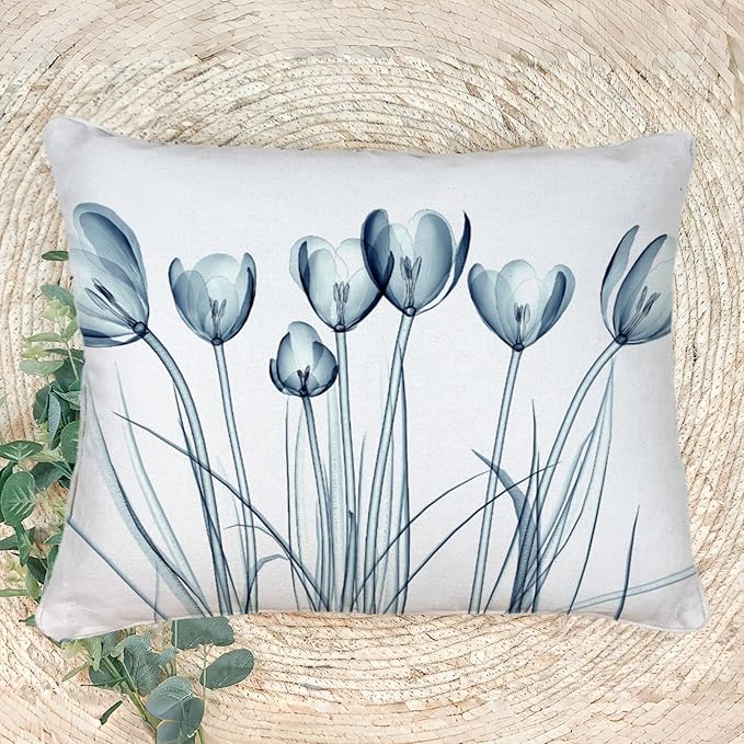 Textured Modern Minimalist Pillow Cover with Creative Floral Print, Digital-Printed Square Cushion Cover for Living Room Sofa 16 * 24inch-03026