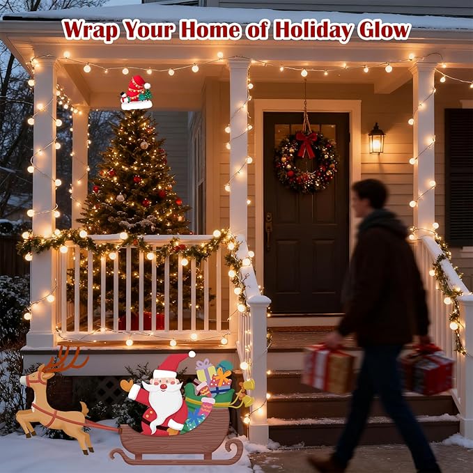 33 Feet 100 Led Globe Lights Plug in,8 Modes with Remote Indoor Fairy Lights Outdoor Christmas Lights for Bedroom Party Wedding Garden Christmas Tree Deco(Warm White)