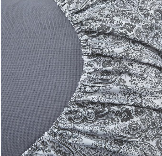Full Size Bed Sheets Set Deep Pockets - 6PC Paisley Ultra Soft Microfiber Bed Sheets Set - Easy to Clean, 90 Thread Count Sheets with Fitted Sheet, Flat Sheet & Pillowcases (Dark Grey)