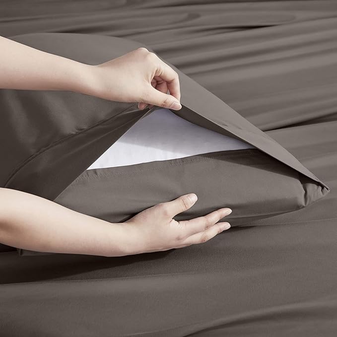 Nestl Extra Deep Full Sheet Set - 6 Piece Breathable & Cooling Sheets - Hotel Luxury Bedding Set w/18-24 Inch Deep Pockets - Easy & Secure Fit - Super Soft, Wrinkle Free & Comfy - Chocolate Brown