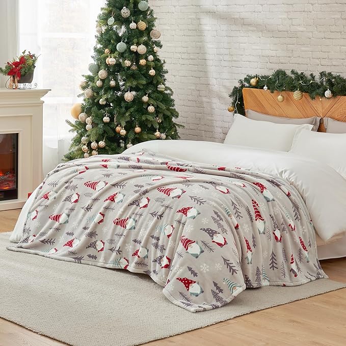 Cozy Bliss Gnome Throw Blanket Christmas Blanket Warm MilkyPlush™ Throw Blanket,Ultra Soft Cozy Blankets for Couch,Sofa and Bed(Xmas Gnome,60"x80")