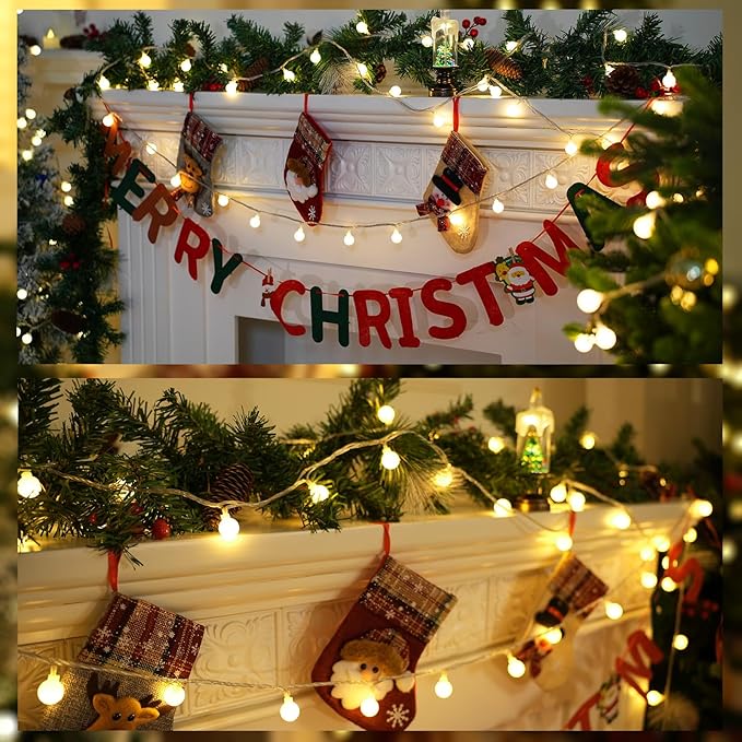 43FT 100LED Connectable Globe String Lights | 8 Modes Christmas String Lights Plug in with Remote | Warm White Mini Fairy Light for Indoor Outdoor Bedroom Wedding Party Garden Christmas Tree Decor