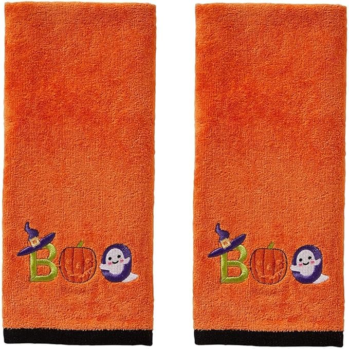 SKL Home Halloween Boo Hand Towel Set for Bath/Kitchen/Bar & Gift, 2 Count