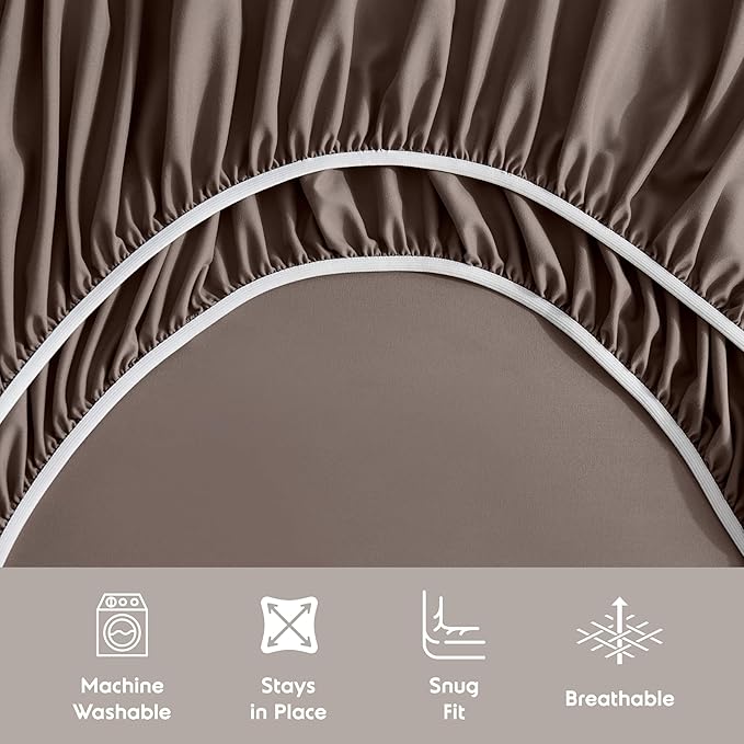 Nestl Extra Deep Full Sheet Set - 6 Piece Breathable & Cooling Sheets - Hotel Luxury Bedding Set w/18-24 Inch Deep Pockets - Easy & Secure Fit - Super Soft, Wrinkle Free & Comfy - Chocolate Brown