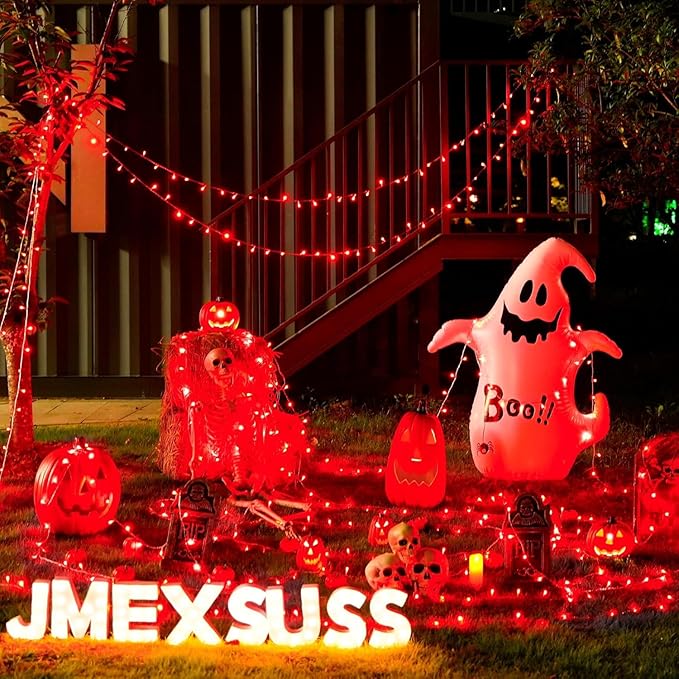 JMEXSUSS 150 LED Red Halloween Lights Indoor Outdoor Waterproof, Connectable 59 Ft Red String Lights Plug in, 8 Modes Christmas Light for Bedroom Patio Party Halloween Decor