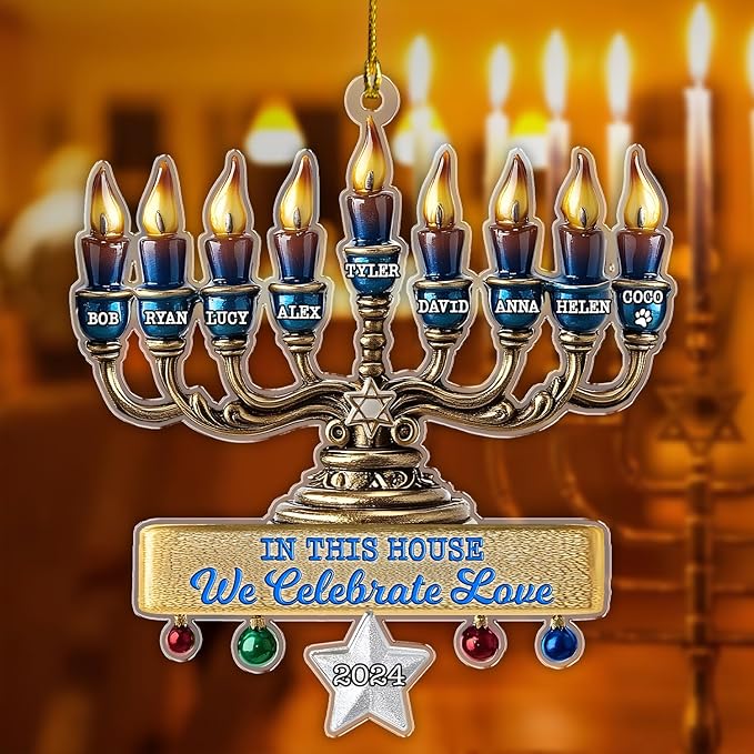 Family Christmas Ornaments - Hanukkah Ornament, Personalized Merry Chrismukkah Jewish and Christian, Hanukkah Ornaments for Tree, Jewish Ornament for Chrismukkah Decorations