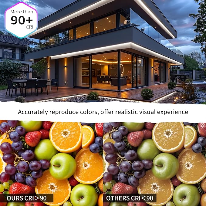 IP67 COB LED Strip Light 20FT/6M Outdoor Led Strip Lights Waterproof 6500K CRI90+ Flexible 24V Remote & App Control Dimmable Water Proof Led Light Strips for Kitchen Terraces Patio Garden