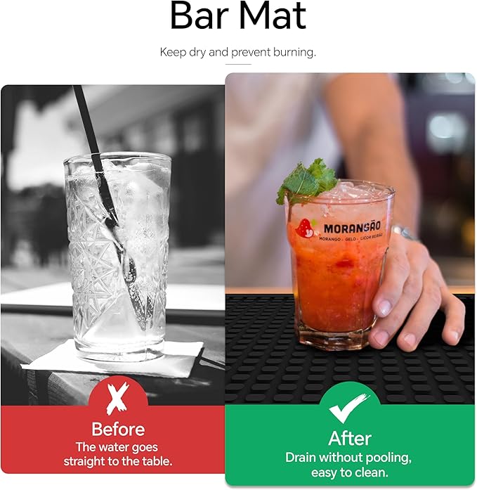 2 Pack Bar Mat, Home Bar Tool Drying Mats, Bar Accessories for The Home Bar Set 18''x12''(Black) for Bars, Outdoor Camping, Bar for Home