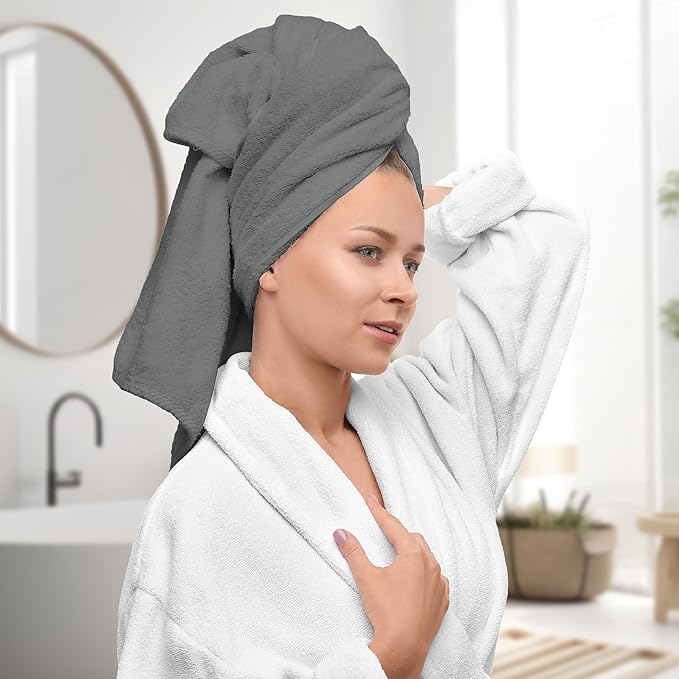 Avalon Towels Luxury 8 Piece Grey Towels Set, 2 Bath Towels, 2 Hand Towels and 4 Washcloths, 600 GSM 100% Ring Spun Cotton Highly Absorbent Grey Bathroom Towels, Ideal for Hotel, Spa and Gym