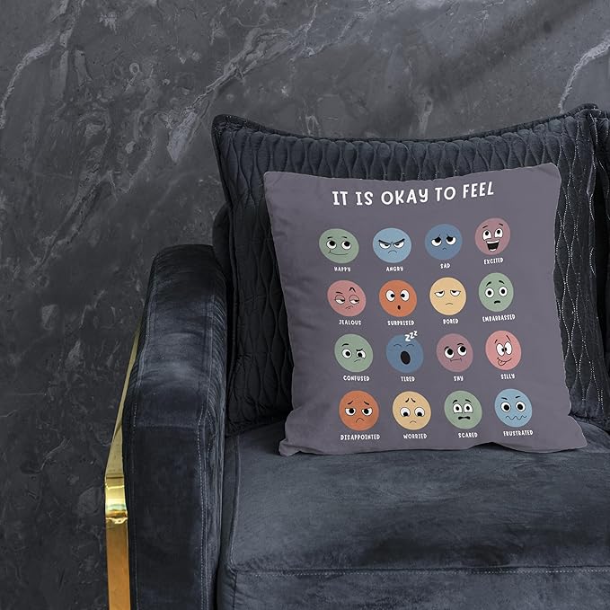 Counseling Office Must Haves Throw Pillow Cover, Calming Corner, Mental Health Pillowcase Decor for Home Kids,Mental Health Counselor Gifts, Calming Corner Pillow Covers 18x18 Grey