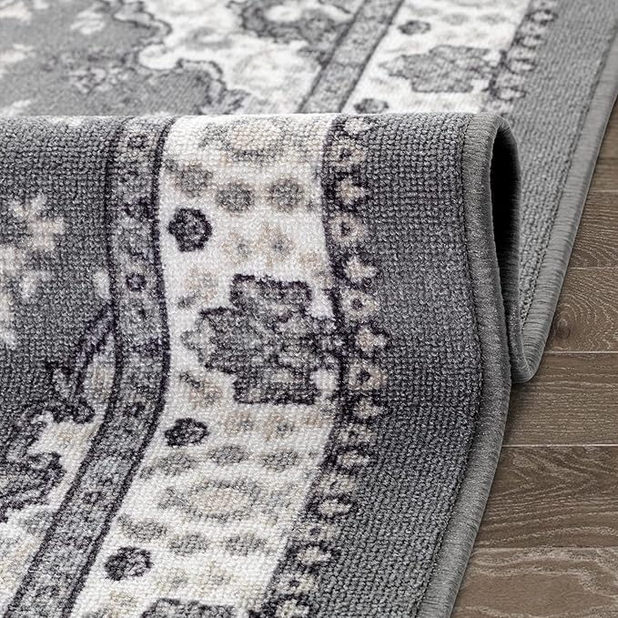 Antep Rugs Alfombras Oriental Traditional 2x4 Non-Skid (Non-Slip) Low Profile Pile Rubber Backing Kitchen Area Rugs (Gray, 2'3" x 4')