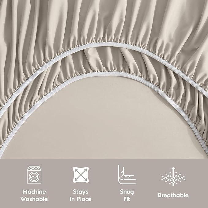 Nestl Extra Deep Queen Sheet Set - 6 Piece Breathable & Cooling Sheets - Hotel Luxury Bedding Set w/18-24 Inch Deep Pockets - Easy & Secure Fit - Super Soft, Wrinkle Free & Comfy - Linen