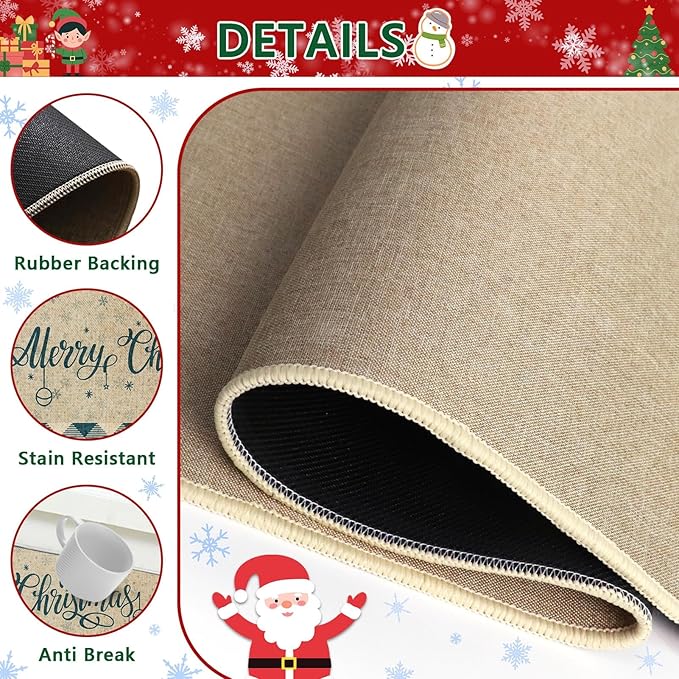 Christmas Snowflake Gnome Kitchen Rugs and Mats Non Skid Washable Set of 2, Winter Snowman Xmas Kitchen Mats for Floor Decor