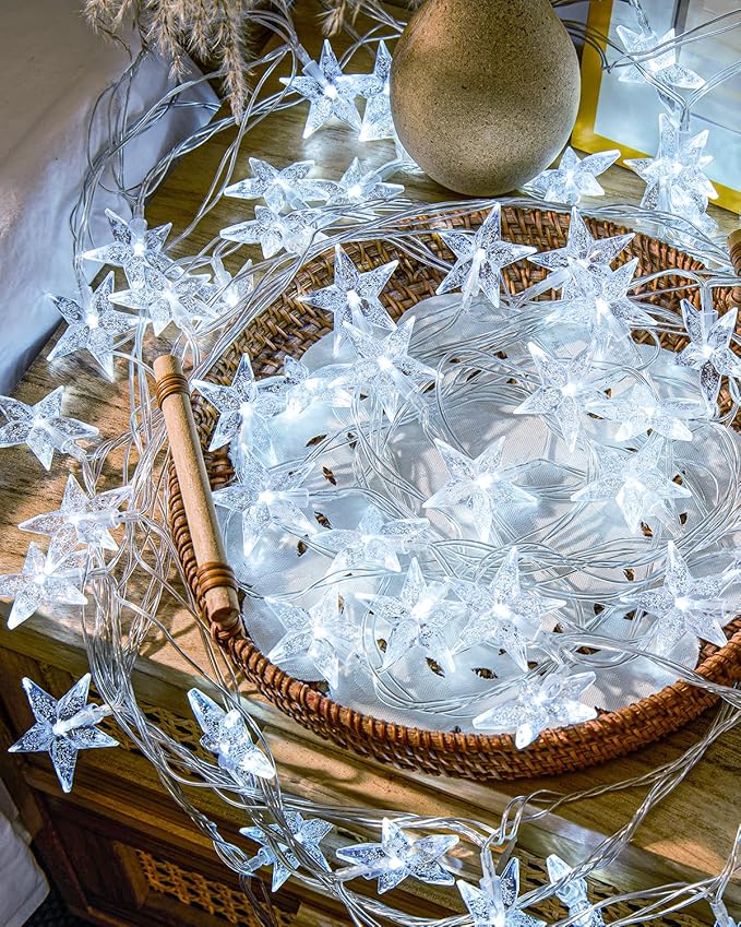 Star String Lights 59 Ft 100 LED Christmas Lights Plug in with Remote Timer 8 Modes Connectable Fairy Light for Bedroom Xmas Indoor Outdoor Decor, Cool White