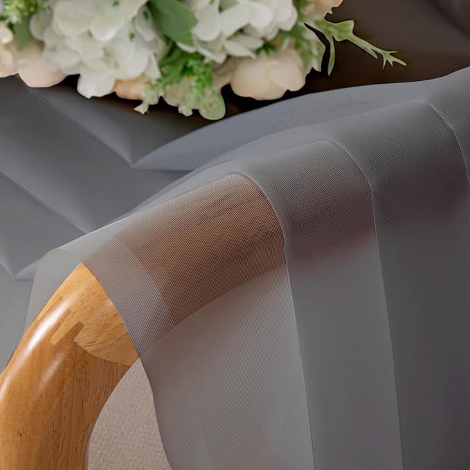 Aiyufeng Elegant Voile 120" Sheer Window Curtains - 2 x 40" W Panels, Bedroom/Living Room Charcoal Grey Color