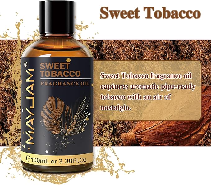 MAYJAM 100ML/3.38FL.OZ Sweet Tobacco Fragrance Oils with Glass Dropper, Essential Oils for Diffusers for Home, Long Lasting Scented Oils for Diffusers Soap Candle Making