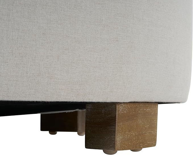 Christopher Knight Home Naylor Modern Fabric Round Ottoman, Living Room Upholstered Foot Stools Foot Rest, Modern Ottoman Coffee Table with Wooden Frame, White