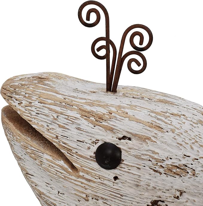 Rustic Wood Whale Decor Tabletop Nautical Decor, Wooden Whale Nautical Decoration Beach Themed Decoration Coastal Decor Whale Decoration for Home Mediterranean Decor (1)
