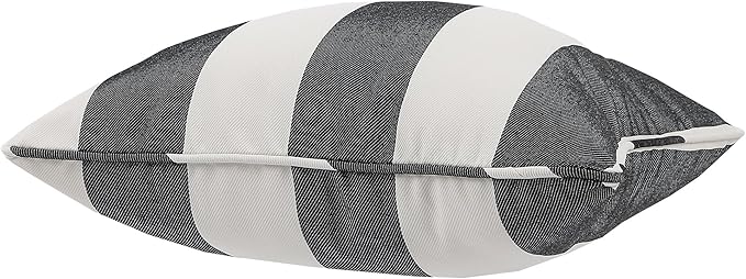 Outdoor Throw Pillow Covers 18x18 Inch, Set of 2, Cover Only! Waterproof Fade Resistant Decorative Cushion Sham Pillow Cases for Patio Furniture Chair Couch Sofa - Black Ivory Striped