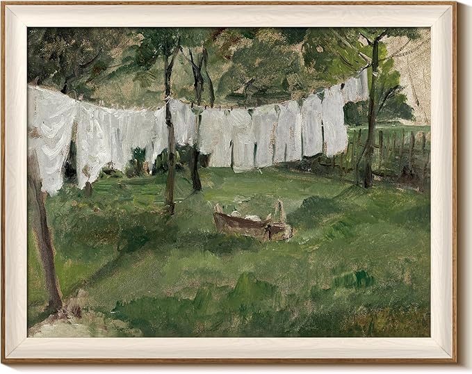 InSimSea Framed Canvas Wall Art for Living Room,Vintage Laundry Room Art Print, Antique Oil Painting, Country Landscape Vintage Wall Art Canvas,For Living Room, Bedroom, Office,Gallery 16x20In