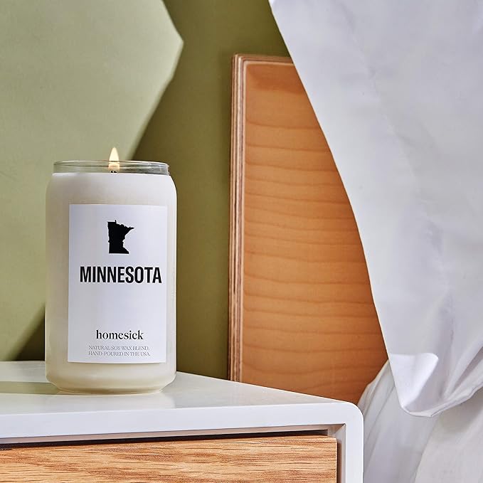 Homesick Scented Candles for Home (Minnesota) - 13.75 oz Long-Lasting Soy Wax Jar Candle for Women & Men for All Occasions, 60-80 Hours Burn Time - Notes of Apple, Maple & Clove