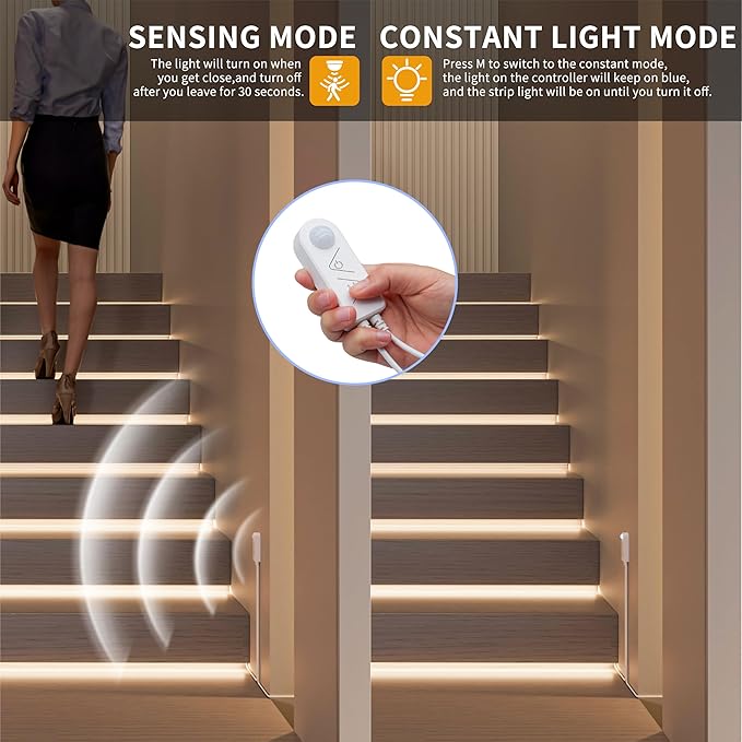 PAUTIX COB LED Strip with Motion Sensor,5V USB LED Tape Light 4000K Natural White,CRI90+ Super Bright,Dimmable Motion Activated LED Strip Light for Bedroom,Cabinets,Kitchen,Stair,Closet