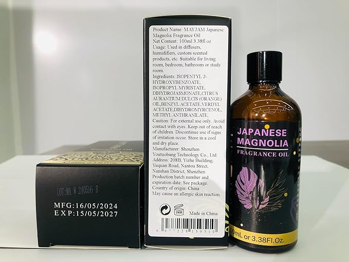 MAYJAM 100ML/3.38FL.OZ Japanese Magnolia Fragrance Oils with Glass Dropper, Essential Oils for Diffusers for Home, Long Lasting Scented Oils for Diffusers Soap Candle Making