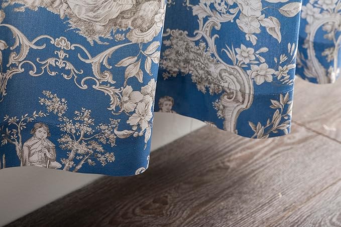 Maison d' Hermine Curtains for Living Room 100% Cotton 96 inch Length Two Panels Light Filtering Toile Curtains for Bedroom Windows with Rod and Loop Pockets Drapes (Joli Jouy Blue, 50" W x 96" L)