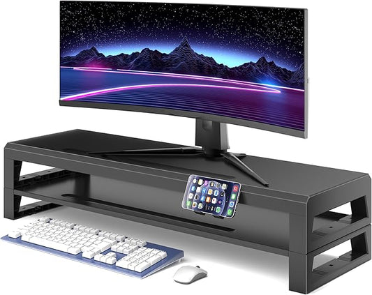 2-Tier Metal Computer monitor stand Laptop Desk Shelf & Monitor Riser ,27.55 inches long desk riser Monitors/PC/Laptop/Computer Space Saver Organizer (Basic Version, Two-layer 700mm)