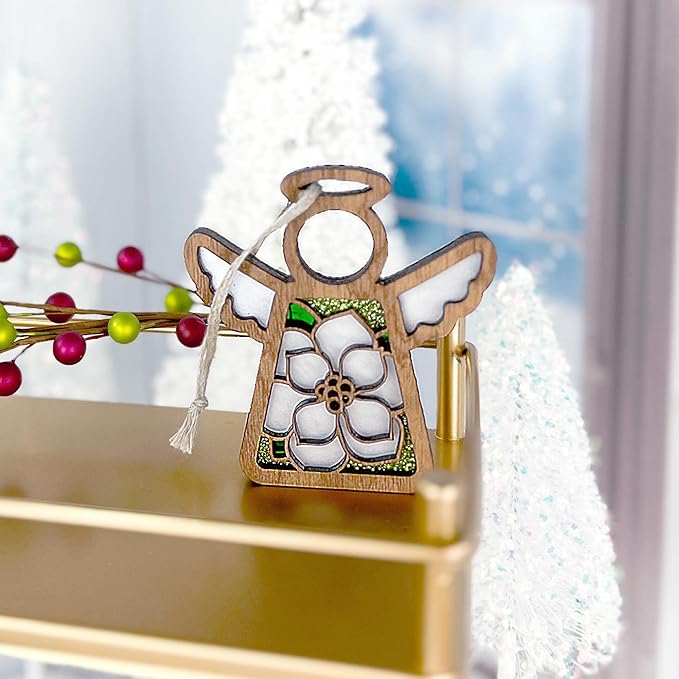 Magnolia Ornament - Angel Figurines for Women - Gardener Gifts Women - Magnolia Flowers for Christmas Tree - Unique Home Decor - 3.5" (H)