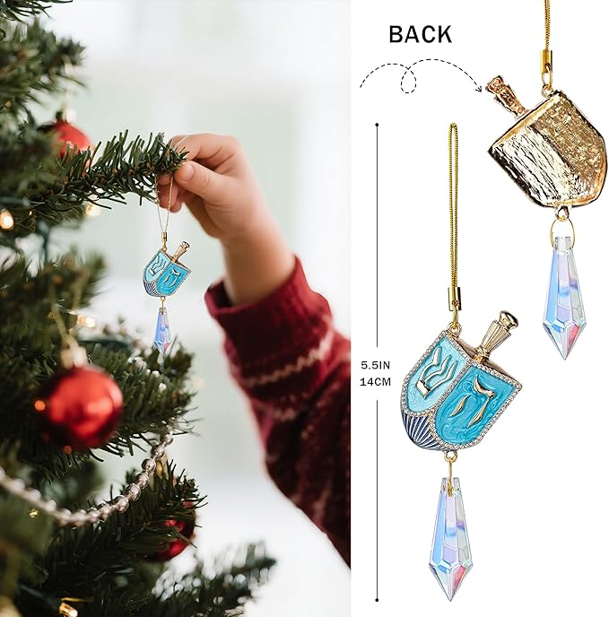 6 PCS Hanukkah Dreidel Hanging Ornaments, Crystal Suncatchers for Christmas Tree, Halloween & Hanukkah Decorations, Window Suncatchers & Gift