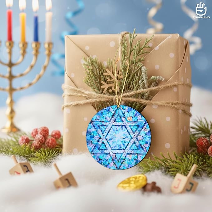 Star of David Ornament with Hologram Effect β Hanukkah Gift, Christmas Stars Decor, Jewish Tree Decoration, Christmas Hanukkah Acrylic Ornament, Judaica Spiritual Gifts