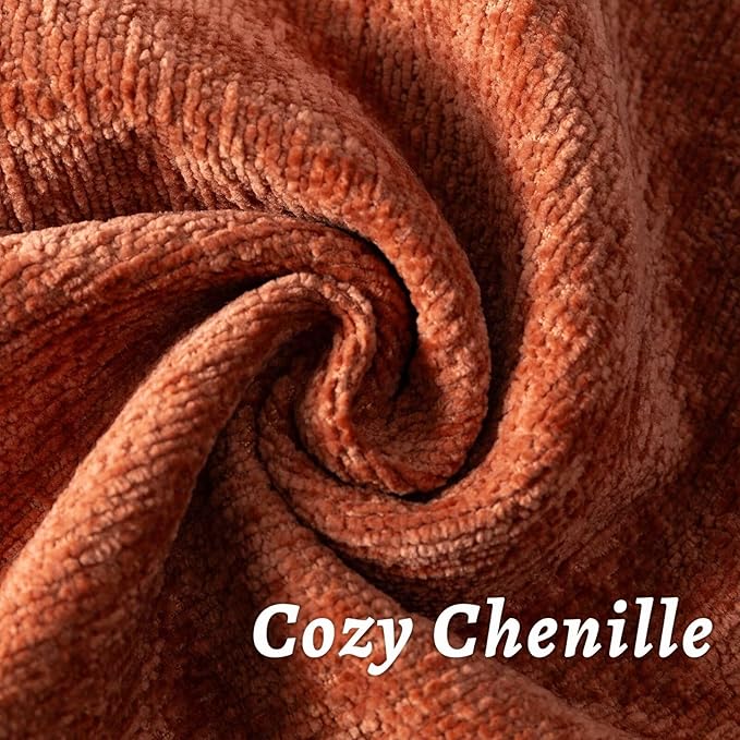 Burnt Orange Fall Decorative Throw Pillow Covers 22x22 Inch Set of 2 Cozy Soild Chenille Cushion Cases Soft Textured Square Couch Pillows Cover Boho Accent Farmhouse Pillowcases for Bed