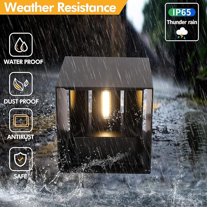 Outdoor Wall Lights Exterior,20W Up and Down Lights Outdoor Modern Wall Light 3000K Waterproof Wall Mount Exterior Lighting Fixtures Suitable for Indoor and Out Door Use 4.72inch Black 1 Pack