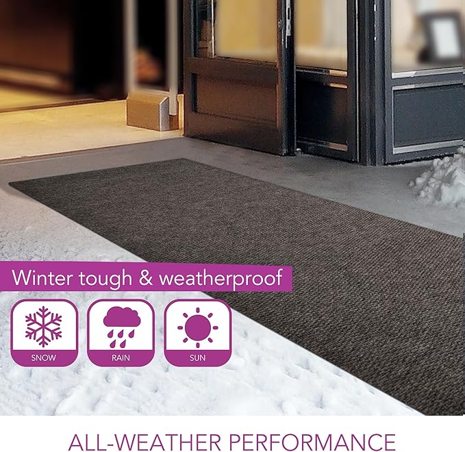 iCustomRug Hallway Runner Rug – 3x14ft Brown, Indoor/Outdoor, Non-Slip Rubber Backing, Low-Profile All-Weather Carpet, Non-Shedding & Easy Care, Entryway Mat Ideal for High Traffic Areas