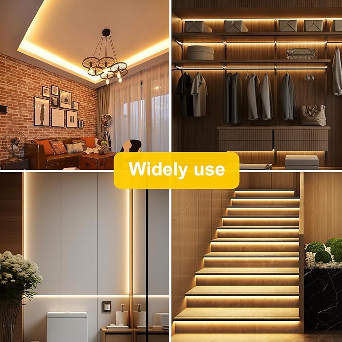 COB LED Strip Lights Warm White,24V Dimmable led Light Strip KIT with Remote and app Control,2700K 65FT/20m 8mm Wide Ra>90 Cuttable Flexible Strip Lights for Bedroom,Shelf,Cabinet