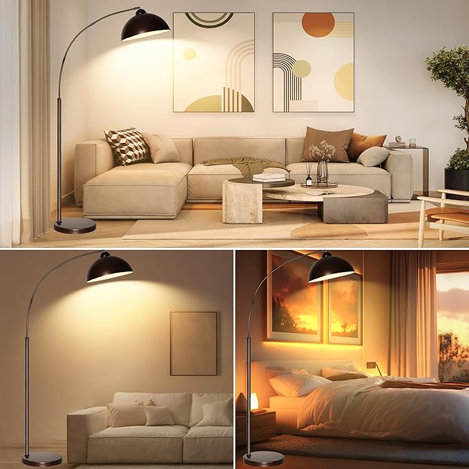 Arc Floor Lamp with Remote Control and Adjustable Light Bulb——Arched Tall Lamp for Living Room, Bedroom and Reading,Ideal Choice for Home Decor(Brown)
