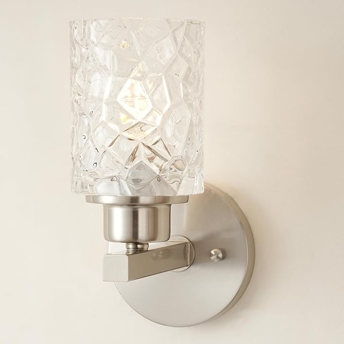 ALICE HOUSE Brushed Nickel Wall Sconce Set of Two, Farmhouse Bathroom Wall Lamp, Modern Wall Lighting for Living Room Bedroom Hallway AL9082-W1-2P