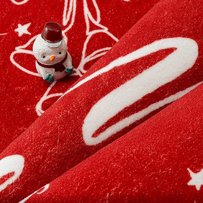Christmas Red Door Mat 2 x 3 mas Letter Washable Entryway Rug Holiday Decor Kitchen Carpet Non Slip Indoor Mat Decorative Throw Rug for Living Room Bedroom Dining Room Bathroom