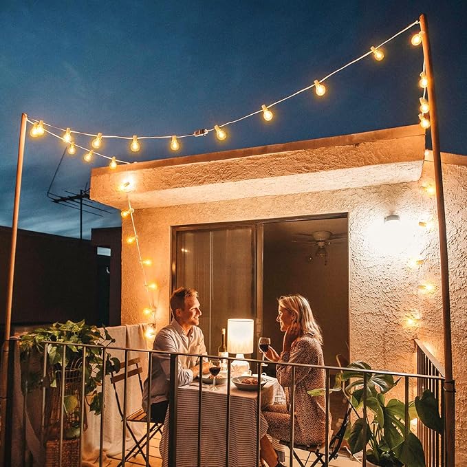 Mlambert 100Ft LED Outdoor String Lights, Dimmable Waterproof G40 Globe Patio Lights with 50+3 2700K Shatterproof Bulbs for Cafe Bistro-White Cord