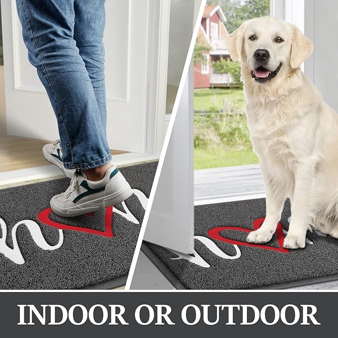 StepLively Door Mat Home Welcome Mats Outdoor and Indoor, Heavy-Duty Low-Profile Non-Slip Front Welcome Mat for Home Entrance, Outside Entry, Yard, Floor, (30''x17.5'', Grey)