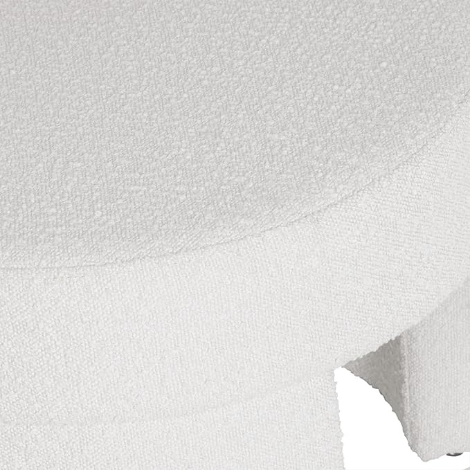 HomePop Sophia Modern Round Ottoman Home Décor|Ottoman for Living Room & Bedroom - White Cream Boucle