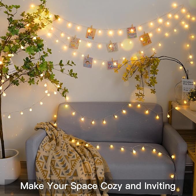 suddus Globe String Lights Battery Operated, 100 Led Battery Powered Fairy Lights, String Lights for Bedroom, Camping, Backyard, Patio, Garden, Party, Living Room, Classroom, Christmas, Warm White
