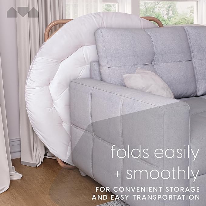 Milliard Cozy Chair/Velour Saucer Accent Chair for Bedroom/X-Large (White/Wood-Tone)