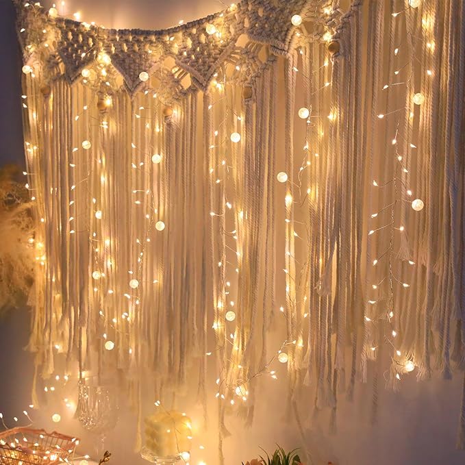 Battery Powered Fairy Lights with Remote, 200Led Cluster Lights Christmas Twinkly Globe String Lights for Christmas Tree Waterproof Copper Wire Firecracker Light for Bedroom Indoor Decoration