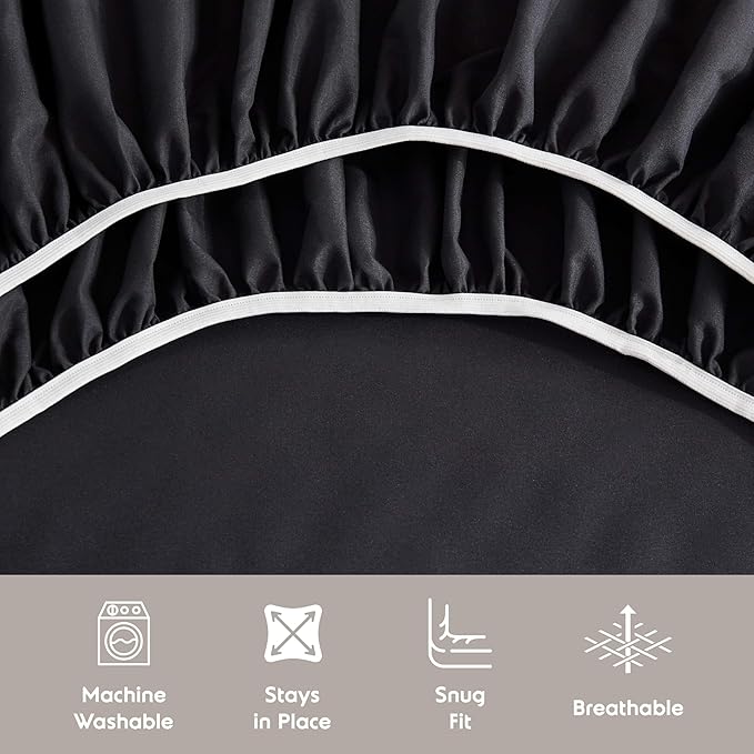 Nestl Extra Deep Twin Sheet Set - 4 Piece Breathable & Cooling Sheets - Hotel Luxury Bedding Set w/18-24 Inch Deep Pockets - Easy & Secure Fit - Super Soft, Wrinkle Free & Comfy - Black