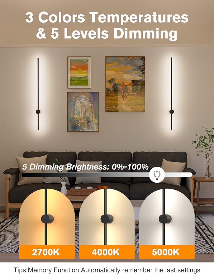 Battery Operated Wall Sconces Set of 2,10000mAh Rechargeable Wireless Sconces with Remote Control,Halloween Decor Dimmable Wall Lamps with 7 Colors,35.4 Inch Modern Black Wall Lights